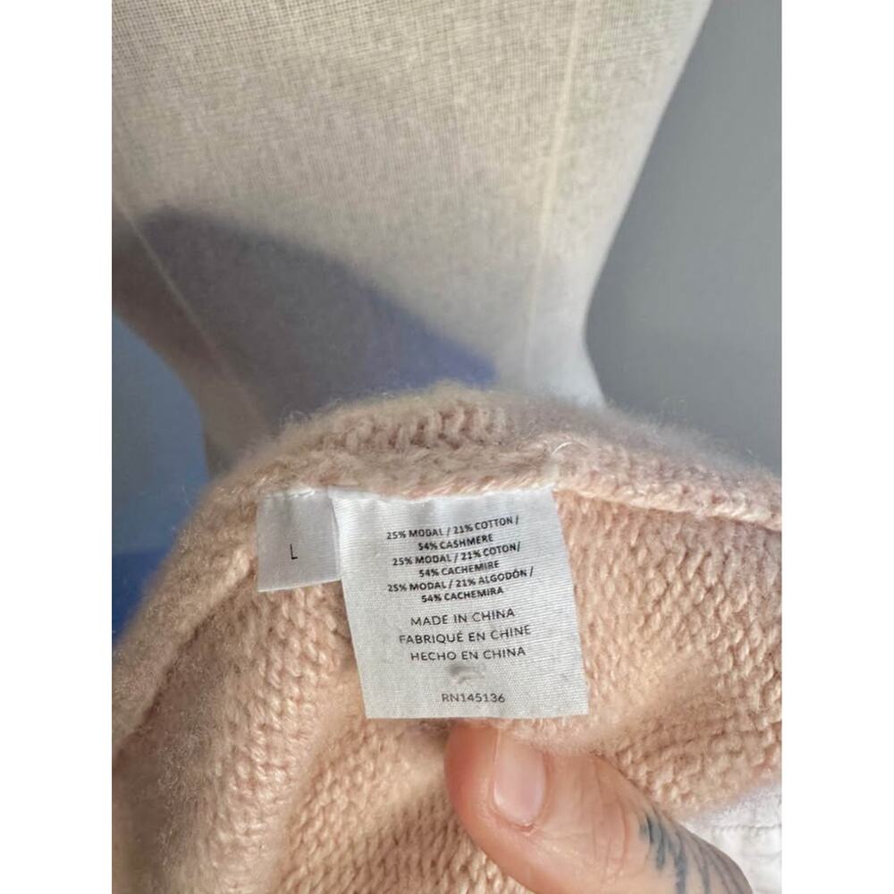 Naadam Cotton/Cashmere Blend Blush Mixed Media Henley Knit Sweater - Picture 10 of 10